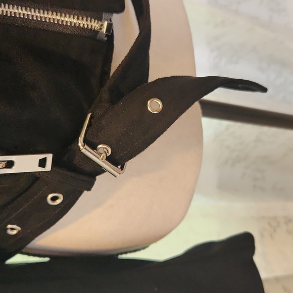 COPY Lulus Ride With Me Black Vegan Suede‎ Moto Jacket Size Small - Picture 8 of 13